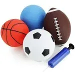 Boley 4 Piece Playground Ball Set - Includes Soccer Ball, Basketball, Football, Volleyball, and Ball Pump - Great for Backyard Games, Outdoor Sports, Schoolyard Activities