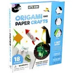 SpiceBox 3D Japanese Origami Paper Kit for Kids Easy Arts and Crafts with Instruction Book, Children&#39;s Activity Set, 18 Paper Craft Projects