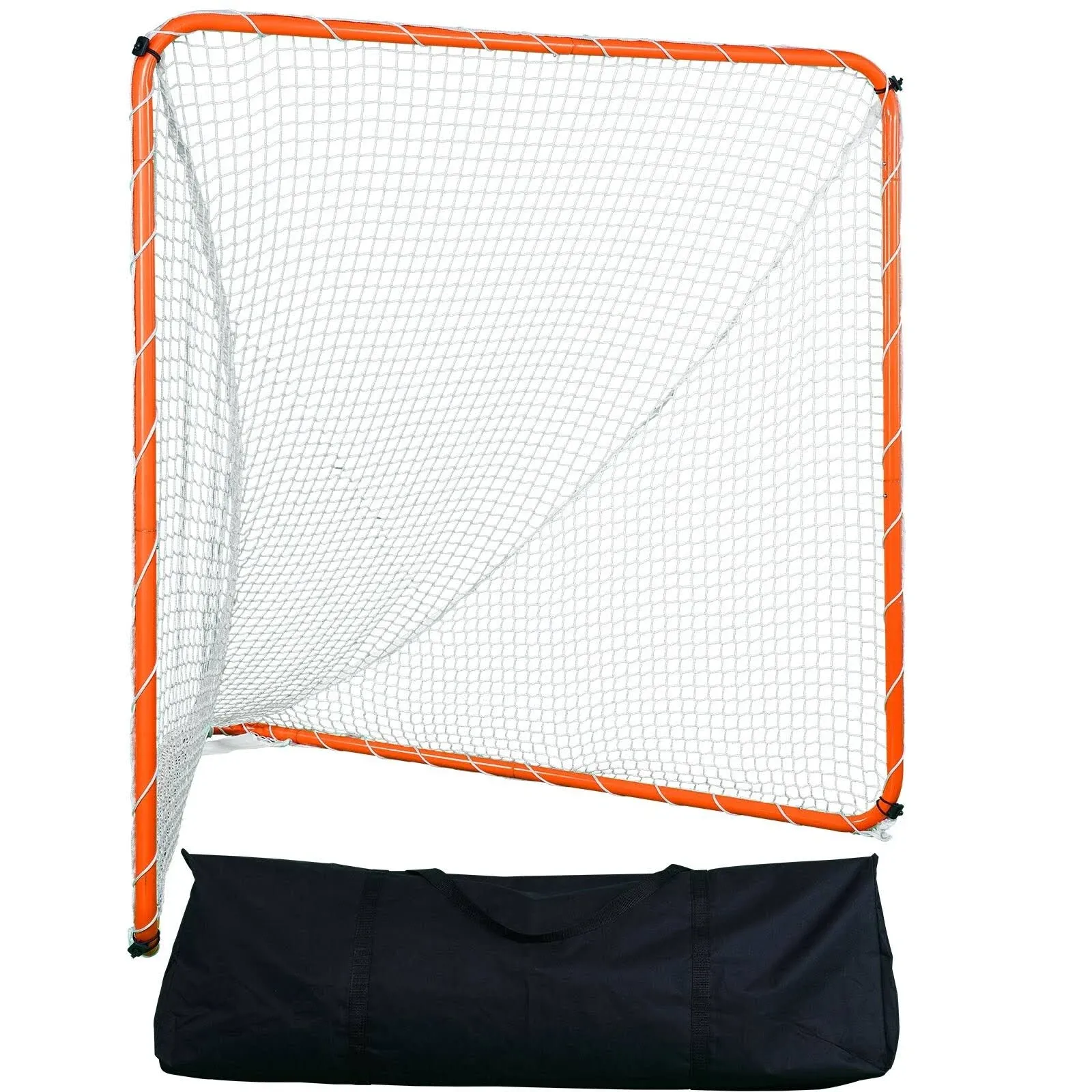 VEVOR 6 x 6 ft. Net Steel Frame Training Equipment Portable Lacrosse Goal with Carry Bag Orange