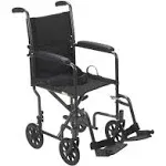 McKesson Ltwt. Transport Wheelchair Steel 19" W x 16"D 250 lbs. Weight Capacity 146-TR39E-SV, 1 Ct