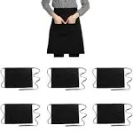 Waitress Apron for Women Men - Set of 6 Black Half Waist Aprons with Pockets ...