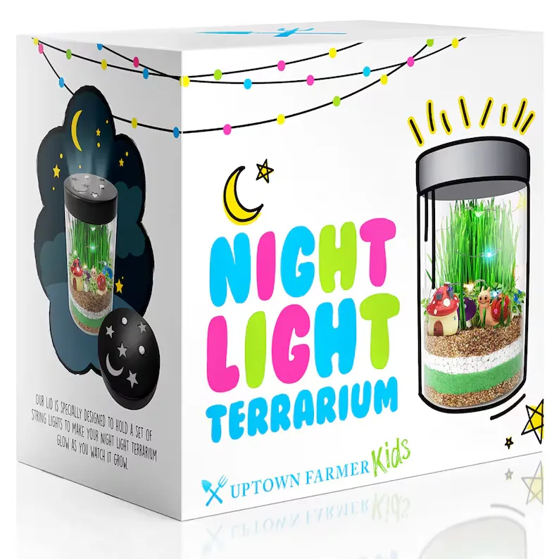 Uptown Farmer Kids Terrarium Kit for Kids - Light Up Terrarium Kit for Kids - Science Kits for Kids - Learning & Education Toys - Kids Plant Growing