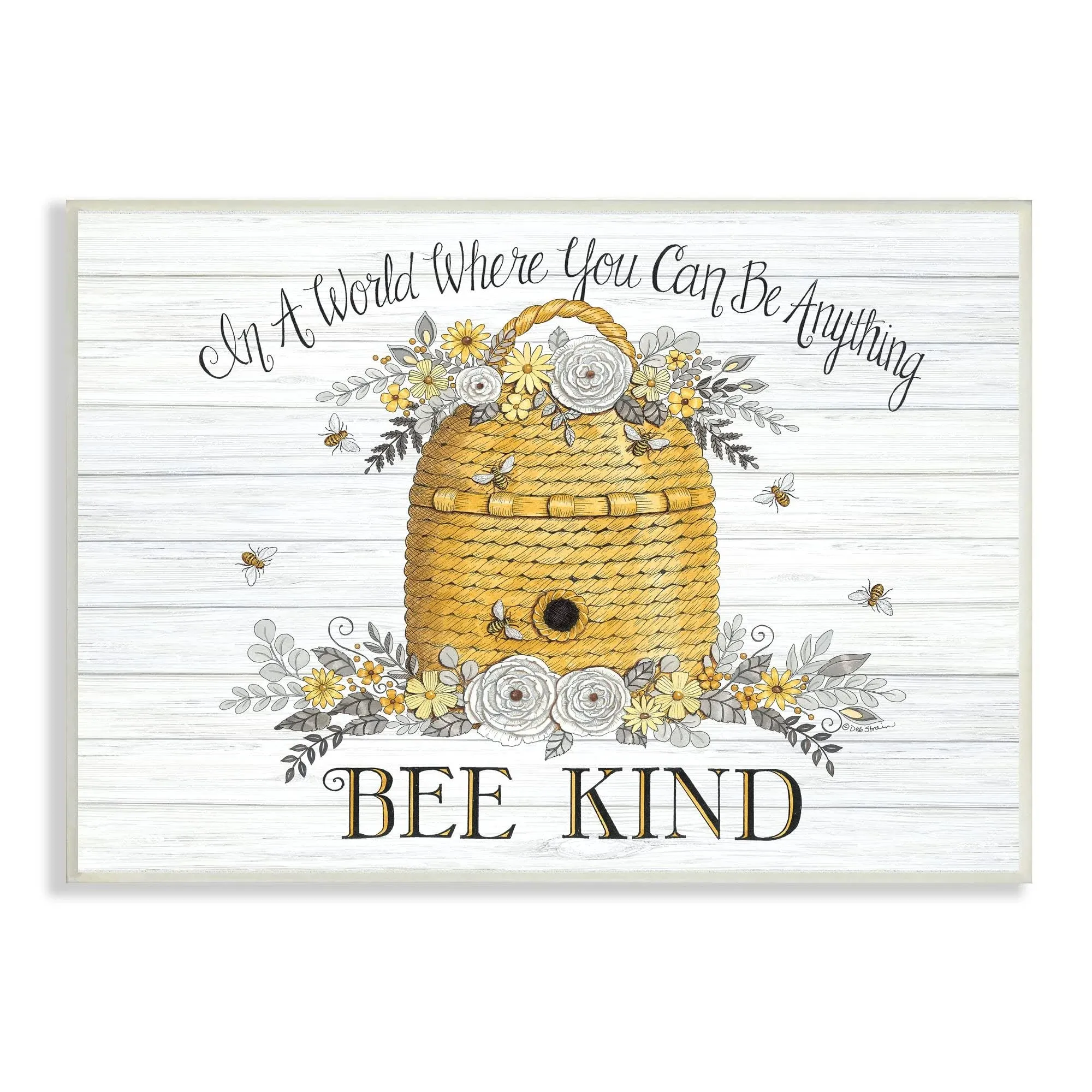 Stupell In A World Bee Kind Motivational Phrase Beehive Wood