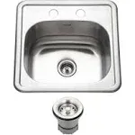 Houzer 1515-6BS-C Hospitality 15" Stainless Steel Drop-In Topmount 2-Hole Single Bowl Bar Sink