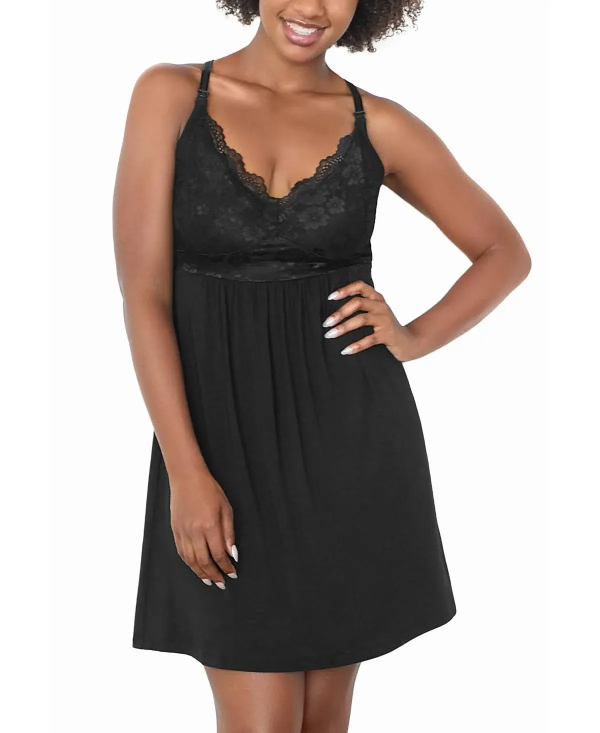 Lucille Maternity & Nursing Nightgown | Black