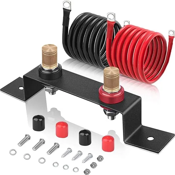 Battery Jump Post Kit with Cable and Metal Insulation Mounting Bracket,Outdoor Heavy Duty Remote Battery Charging Posts Battery Terminals Relocation