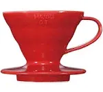 Hario V60 Ceramic Coffee Dripper Pour Over Cone Coffee Maker Size 01, Red