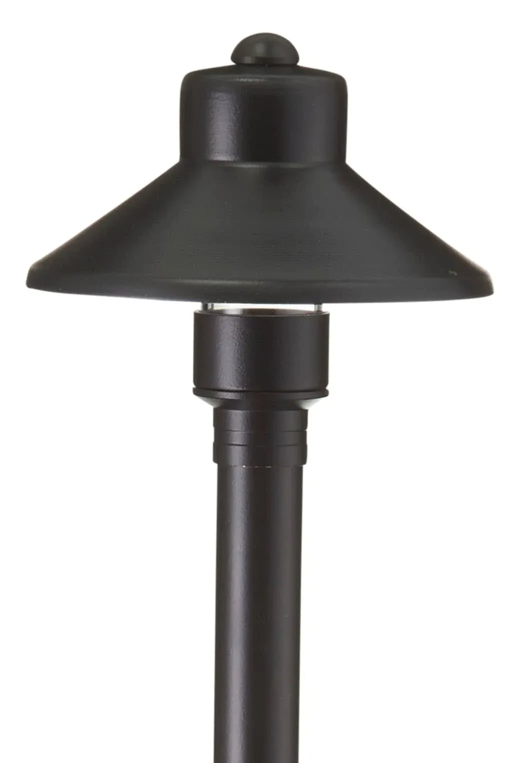 Volt Flat Hat 12V Black Brass Path Light (5" Shade, 25" Tall) with Ground Stake