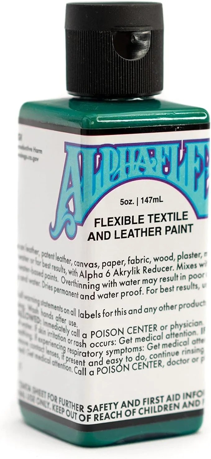 Alpha6 AlphaFlex Textile and Leather Paint - Dark Green, 147 mL, Bottle