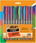 BIC Cristal Xtra Bold Fashion Ballpoint Pens, 48 Pack, New Assorted Colors, Medium Point 1.6mm Great Colored Pens for Note Taking, School Supplies for