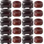 NSBELL 20PCS 2 Sizes Wooden Egg Stands Holders Displays Stand Ball Egg Base for Crystal Ball Sphere Globe Stone Decor Dark Red Color