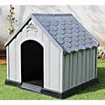 Ram Quality Products Outdoor Pet House Large Waterproof Dog Kennel Shelter, Gray