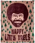 Calhoun Officially Licensed Bob Ross Happy Little Trees Plush Throw Blanket