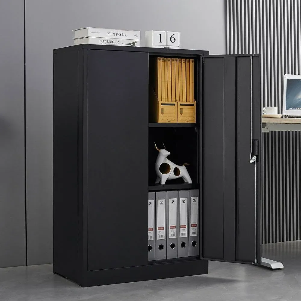 Metal Storage Cabinet with Locking Doors and Adjustable Shelf