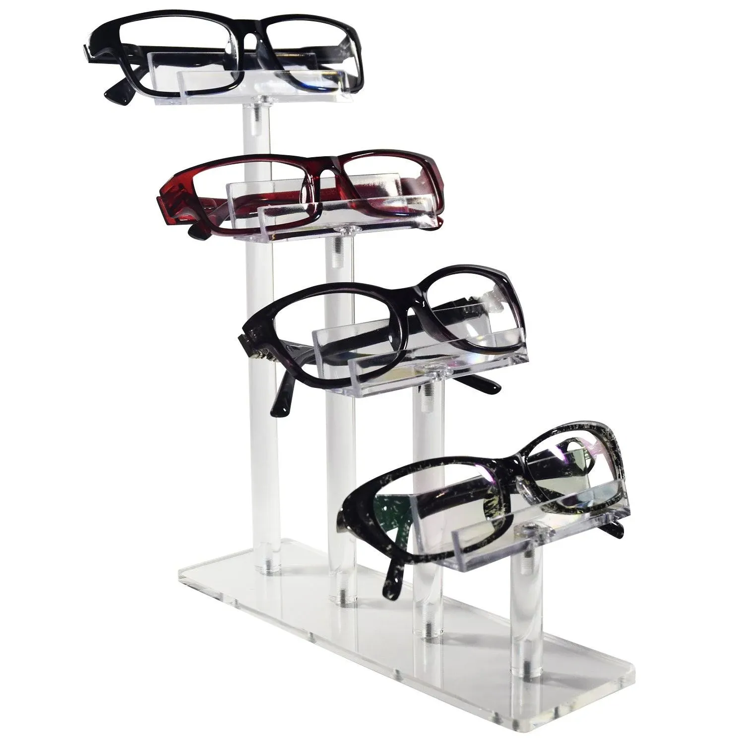 MOOCA 4 Tier Acrylic Eyeglasses Frame Stand, Sunglasses Rack, Sunglasses Stand ...