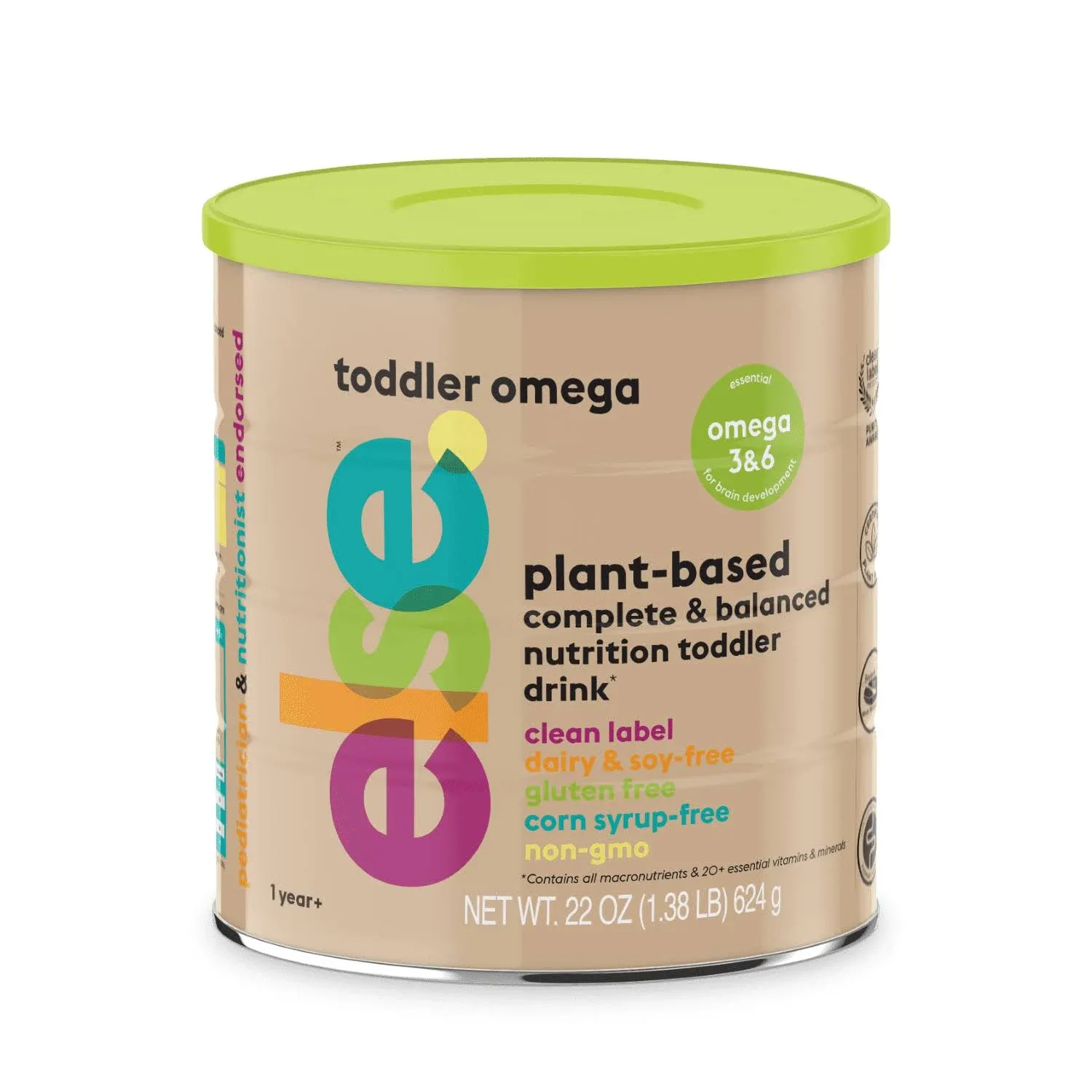 Else Nutrition Toddler Formula w/ Omega 3&6 - Dairy & Lactose Free, Plant-Based (22oz, 1-Pack)