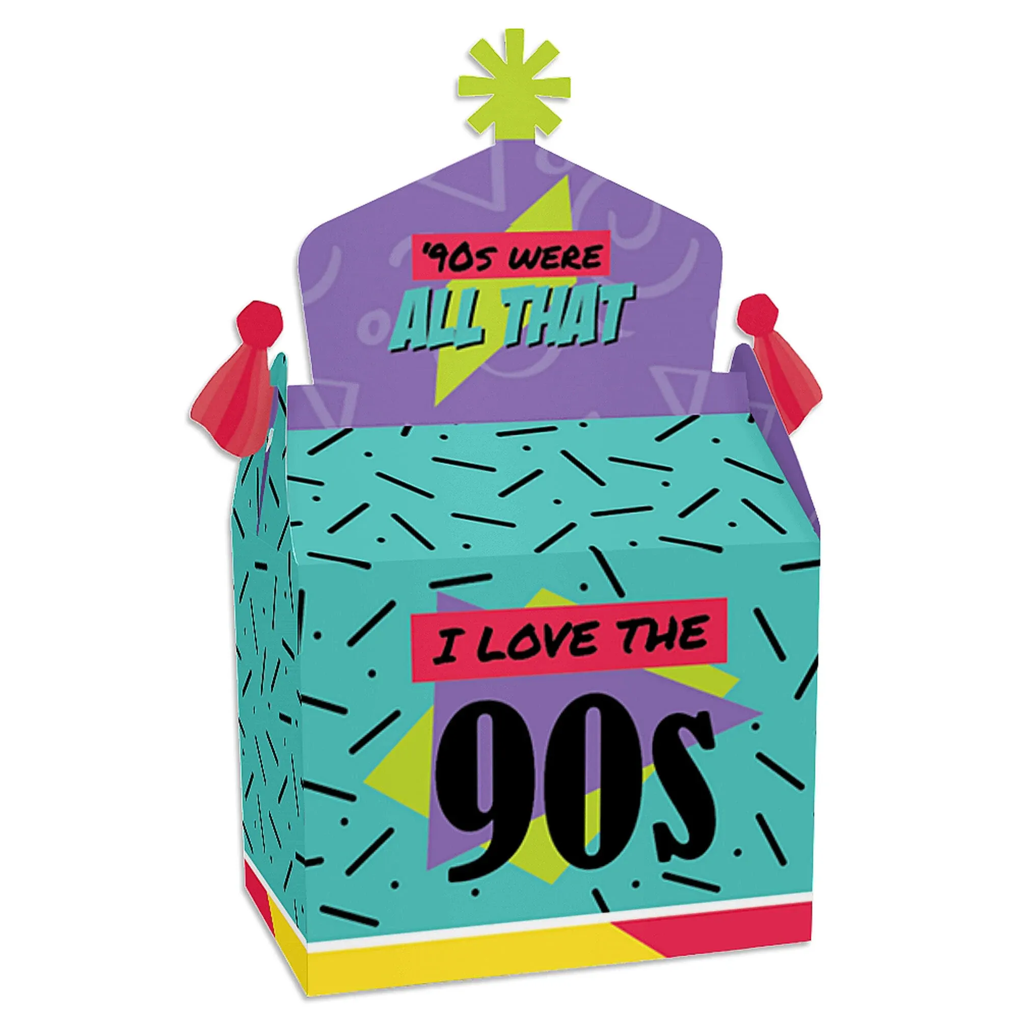 90’s Throwback - Treat Box Party Favors - 1990s Party Goodie Gable Boxes - Set of 12