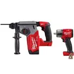 M18 Fuel 18V Lithium-Ion Brushless Cordless 1 in. SDS-Plus Rotary Hammer W/1/2 in. Mid-Torque Impact Wrench