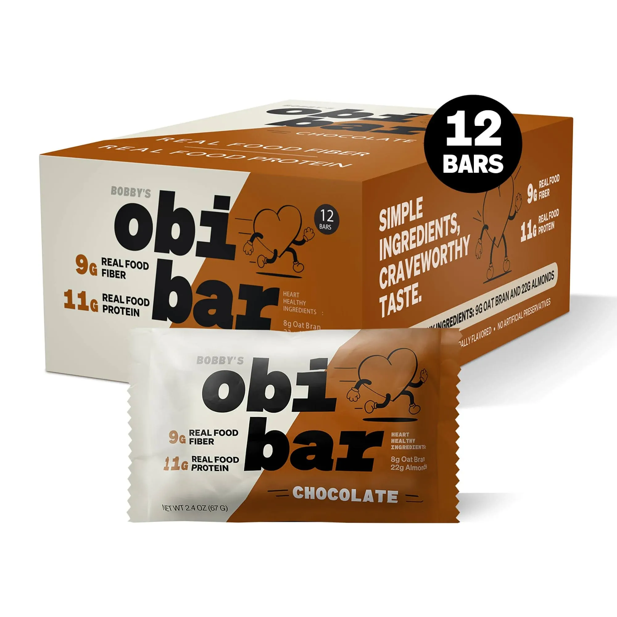 Bobby's Obi Bar Chocolate – Real Food Protein and Fiber | Heart Healthy Oat Fiber ...