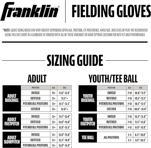 Franklin Sports Baseball + Softball Gloves - Field Master Adult + Youth Baseball + Softball Gloves - Right Hand + Left Hand Gloves - Infield + Outfield Mitts - Multiple Sizes + Colors