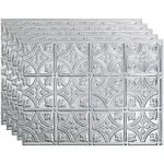 Fasade 18in x 24in Traditional 1 Brushed Aluminum Backsplash Panel 5pk