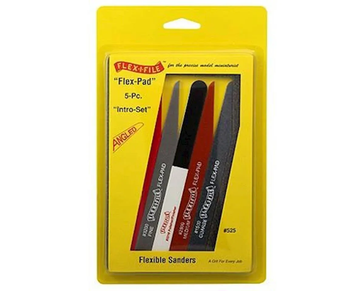 Flex-I-File 525 Flex-Pad Set: Angled Cut Sanding Sticks (5 diff grits) - Black Forest® Hobby Supply Co