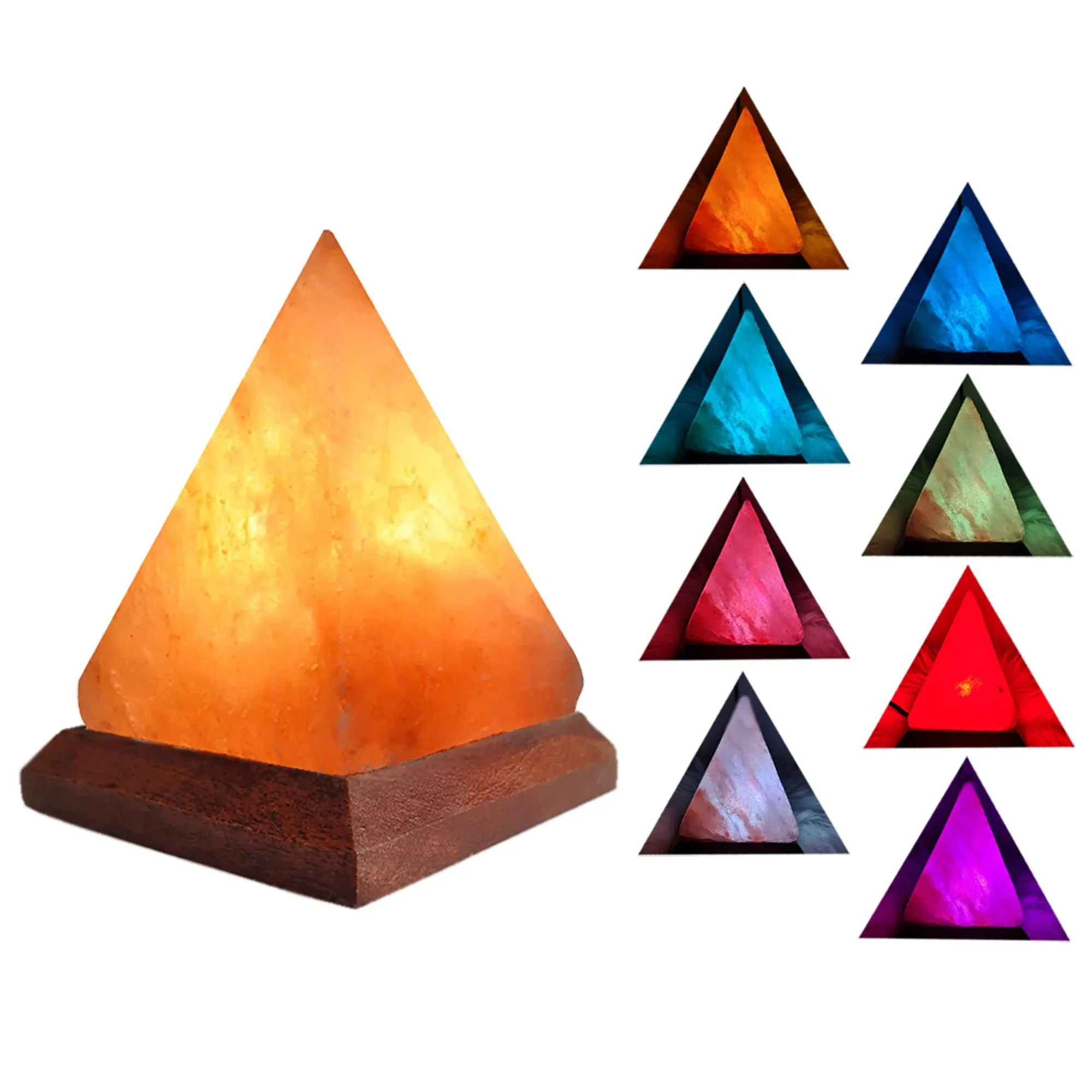 Pyramid USB Himalayan Salt Lamp with 8 Colors Changing Crystal Salt Rock Lamp