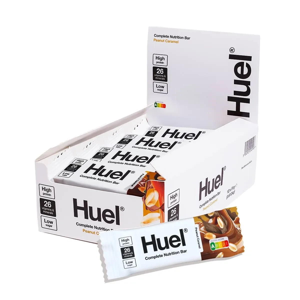 Huel 12x Protein Bars - - Free T-Shirt - Peanut Caramel (12 Bars)