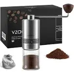 Vzaahu Manual Coffee Grinder with Lid Stainless Steel Fast Grind Conical Burr with Adjustable External Setting Coffee Lover Gift - Travel Portable Hand Grinder for Aeropress Espresso French Press