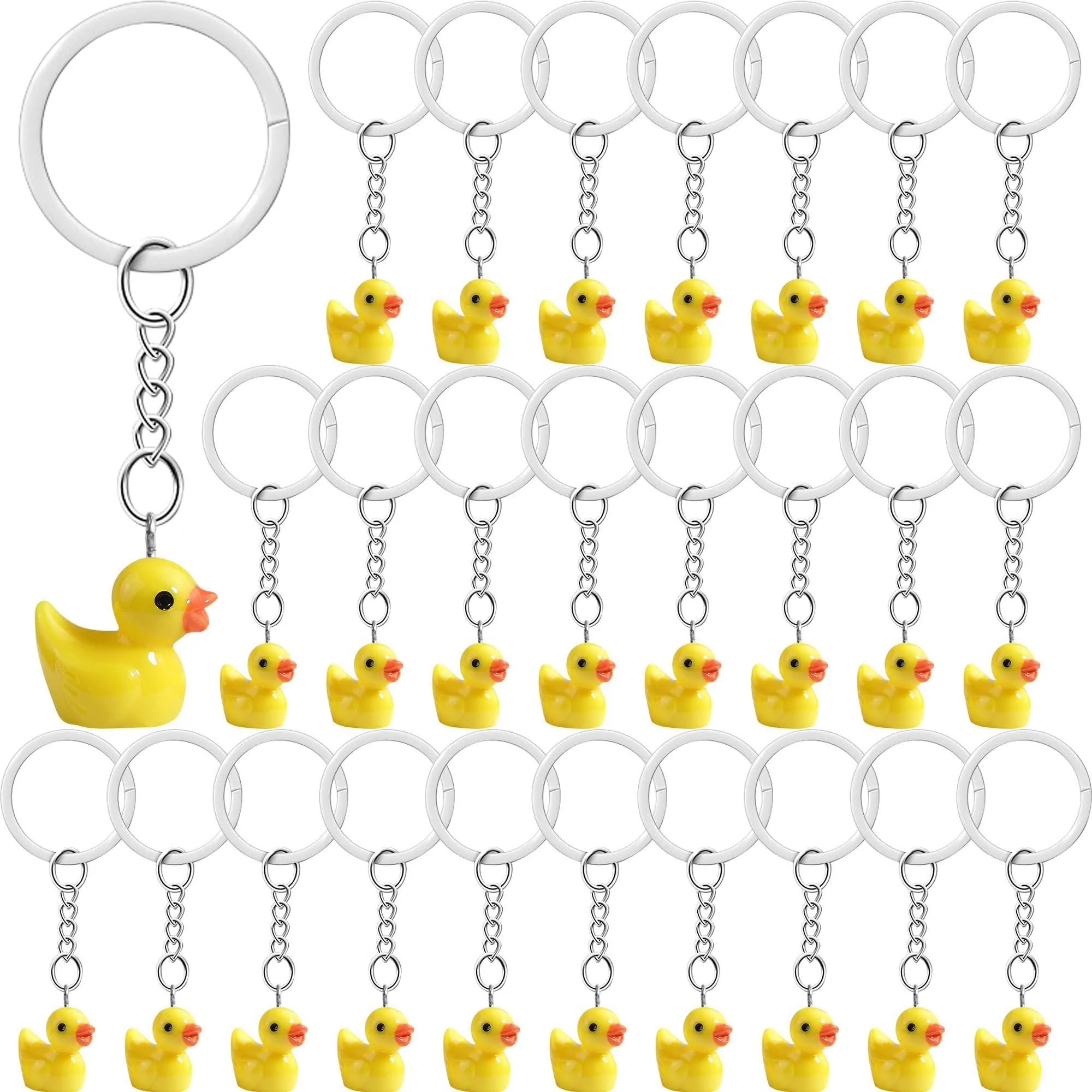 HKACSTHI 30 Pieces Ducks Keychain Resin Duck Keychain Mini Duck Keychains for Cruising Rubber Duck Keychain 3D Duck Chains Duck Charms Pendant Accessories Duck Party Favors