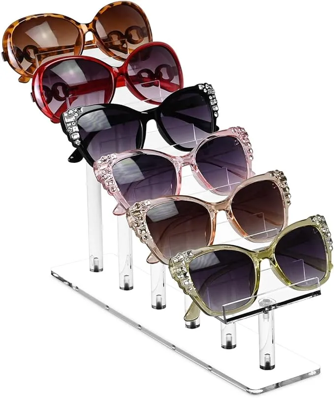 MOOCA 4 Tier Acrylic Eyeglasses Frame Stand, Sunglasses Rack, Sunglasses Stand ...