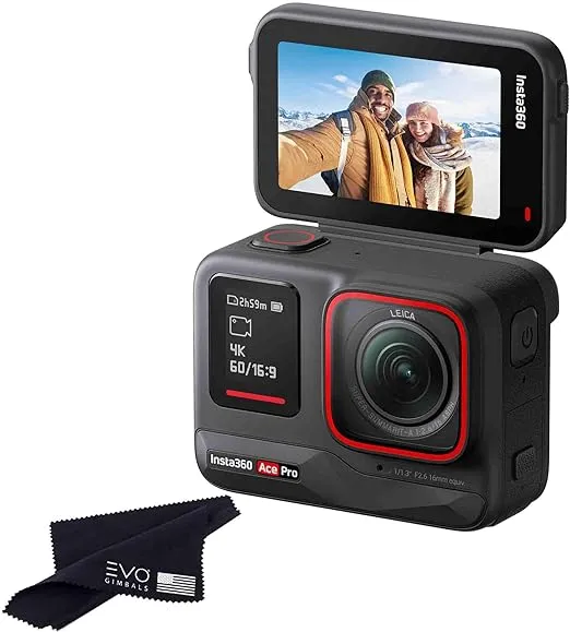 Insta360 Ace Pro - Waterproof Action Camera Co-Engineered with Leica, Flagship 1/1.3" Sensor, 8K24, 4K120fps, 48MP, Active HDR Capture, 2.4" Flip Screen, AI Noise Reduction, Long Lasting Battery