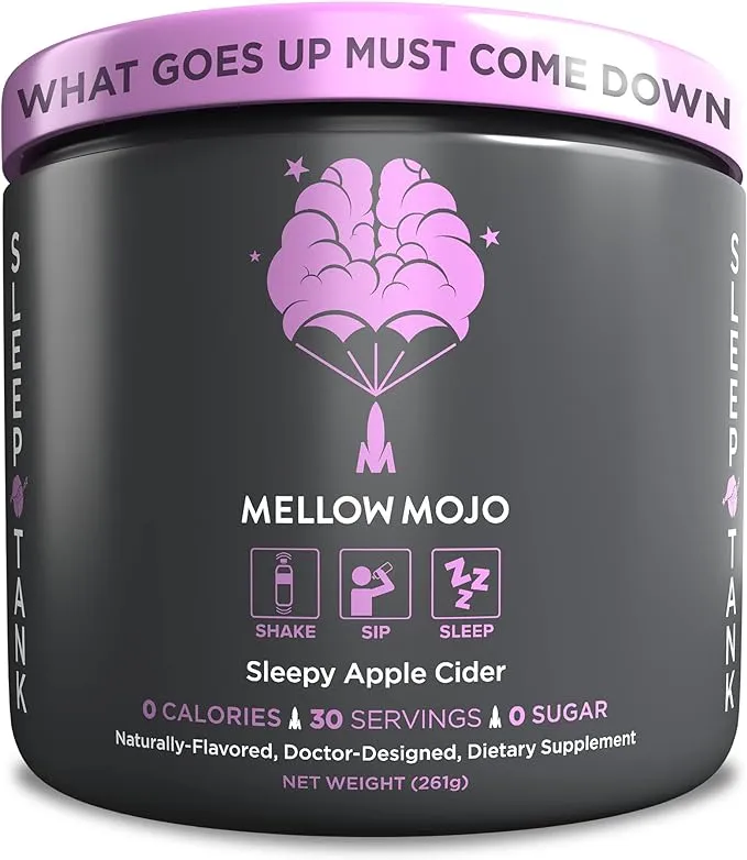 Mental Mojo - Mellow Mojo Natural Sleep Aid Drink Mix - Magnesium & Melatonin Supplement Powder