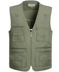 Gihuo Men's Fishing Vest Utility Safari Travel Vest with Pockets Outdoor Work Photo Cargo Fly Summer Vest