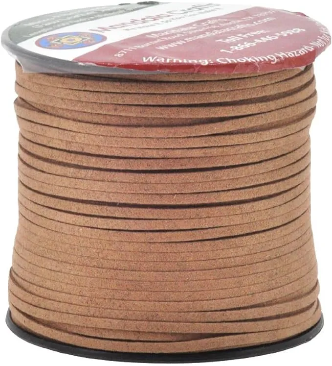 100 Yards 2.65mm Brown Faux Suede Cord - Flat Vegan Leather Cord for Jewelry ...