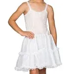 I.C. Collections Little Girls White Bouffant Slip Petticoat Lace Embellished