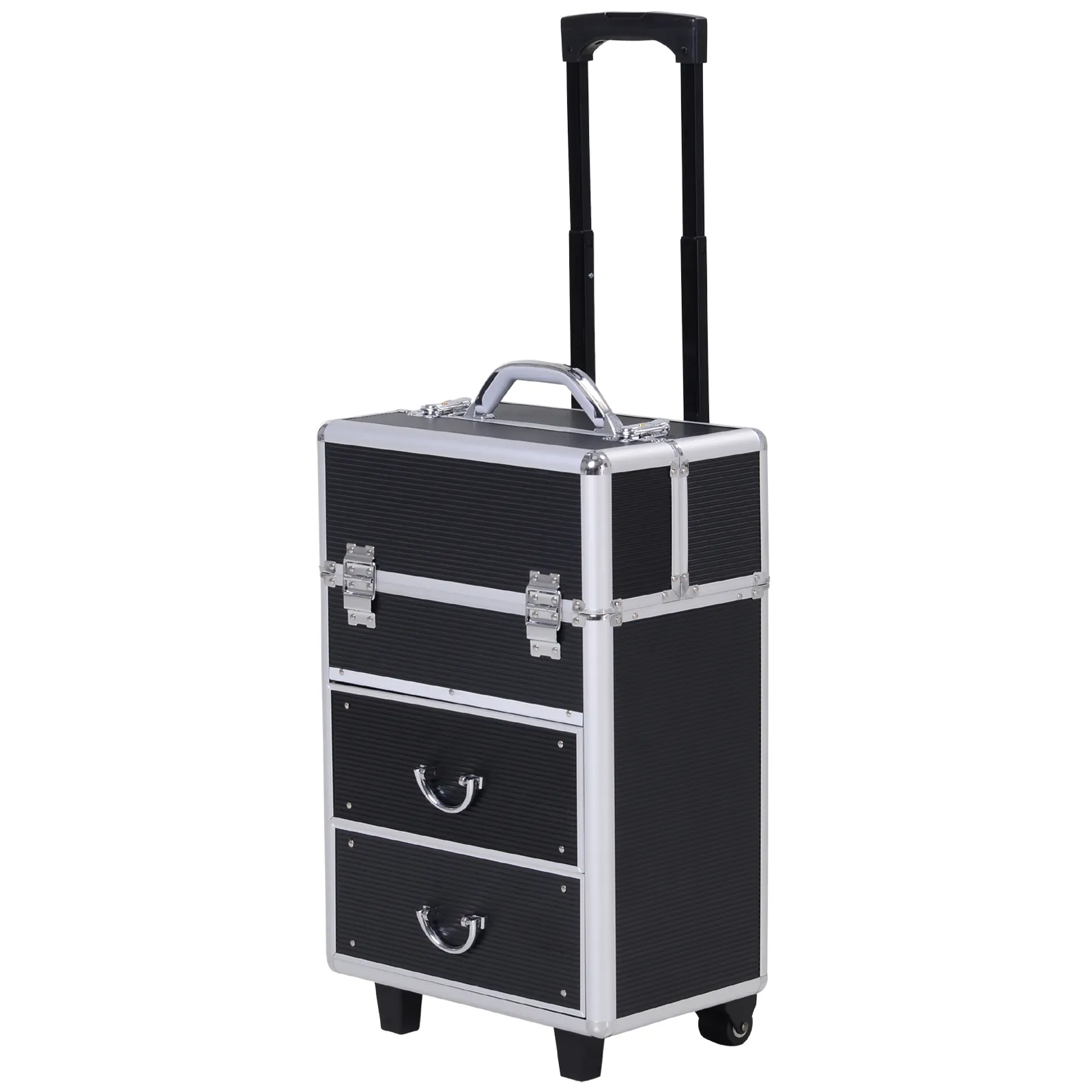 HOMCOM Rolling Makeup Train Case Cosmetic Trolley and