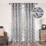 Superior Leaves Blackout 2 Panel Curtains Gray