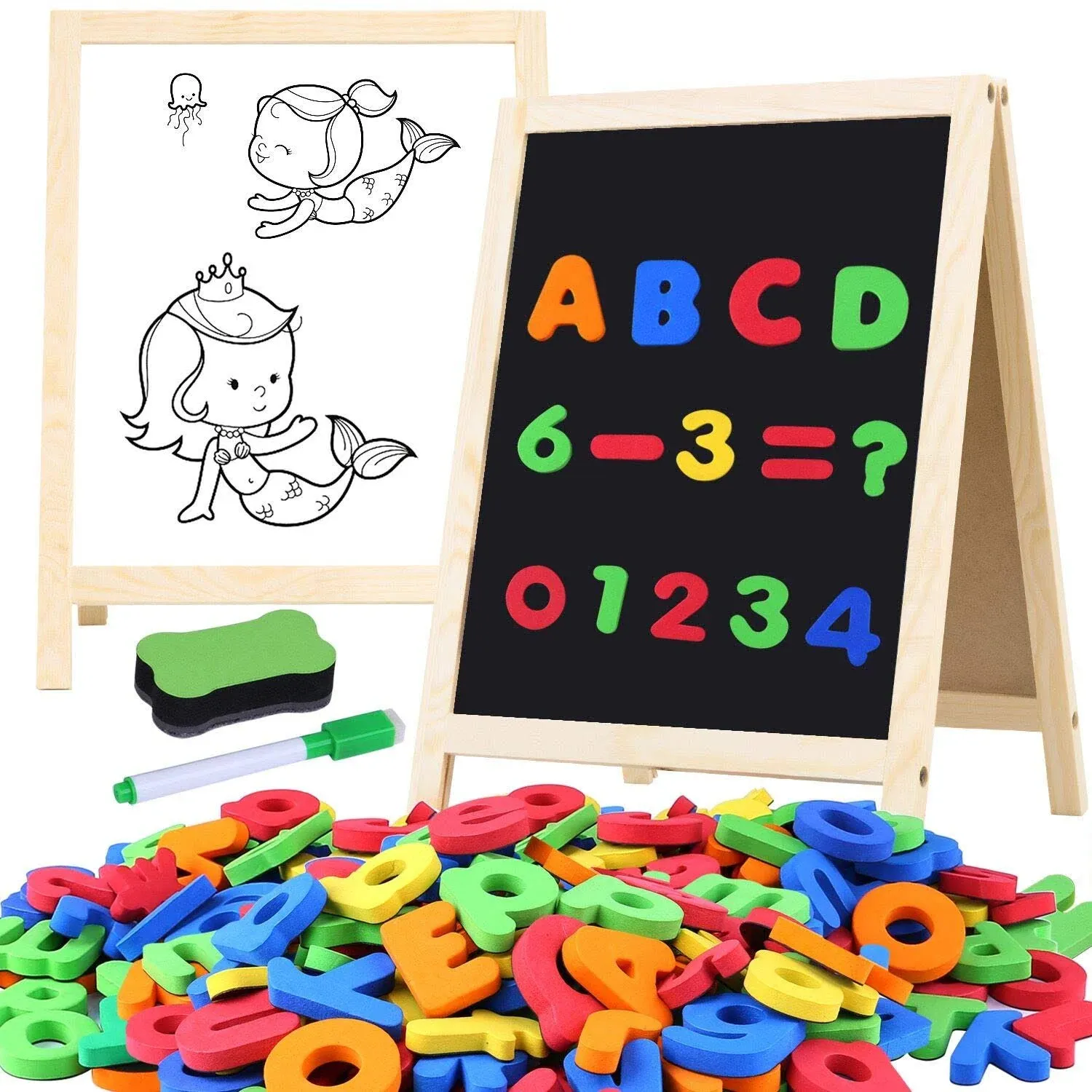 Magnetic Letters and Numbers with Easel for Kids/Toddlers, Magnetic White