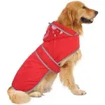 HDE Dog Raincoat with Clear Hood Poncho Rain Jacket for Small Medium Large Dogs Red XXL