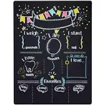 Blue Panda Monthly Baby Milestone Chalkboard, First Year Boy and Girl Age Tracking Growth Sign (11.6 x 15.6 in)