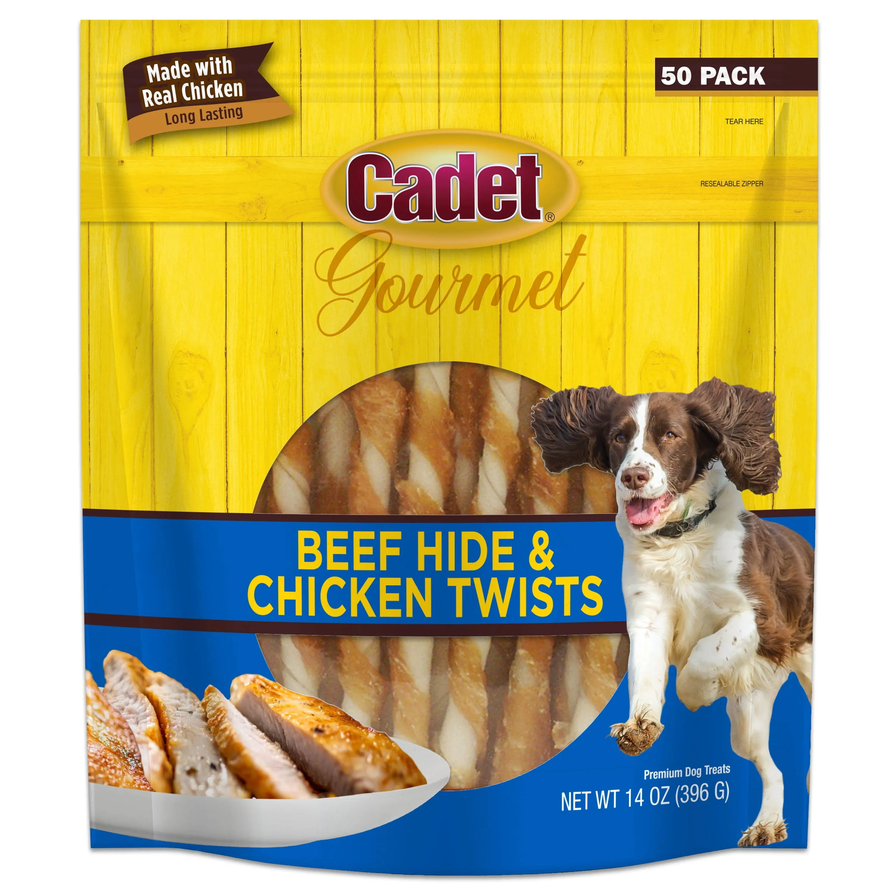 Cadet Premium Gourmet Rawhide and Chicken Twists Treats 50 pack