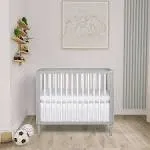 Dream on Me Lucas Mini Modern Crib with Rounded Spindles Pebble Grey