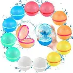 Smasiagon SOPPYCID Reusable Magnetic Water Balloons, 12 Pack Refillable Water Bomb Splash Balls Self Sealing Quick Fill, Latex-Free Silicone Water