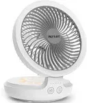 EDON Table Fan, Rechargeable Battery Operated Desk Fan with Auto Oscillation 90 Foldable Ultra Quiet 4 Speeds Light, Portable Air Circulator Fan with Hook, Wall Fan for Bedroom Home Desktop