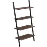 VASAGLE 4-Tier Ladder Shelf Ladder Bookshelf Bookcase Storage Rack Shelves Rustic Brown and Black