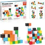 PicassoTiles PMC301 Magnet Cube Building Blocks 54 Pieces 1.2" Magnetic Cubes Toy