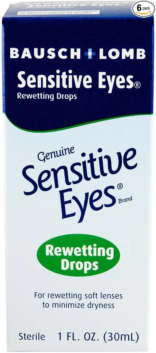 Bausch & Lomb Sensitive Eyes Rewetting Drops 1 oz Pack of 6