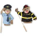 Melissa &amp; Doug Puppets Set W/ Stick Construction Worker Cheerleader Police Chef