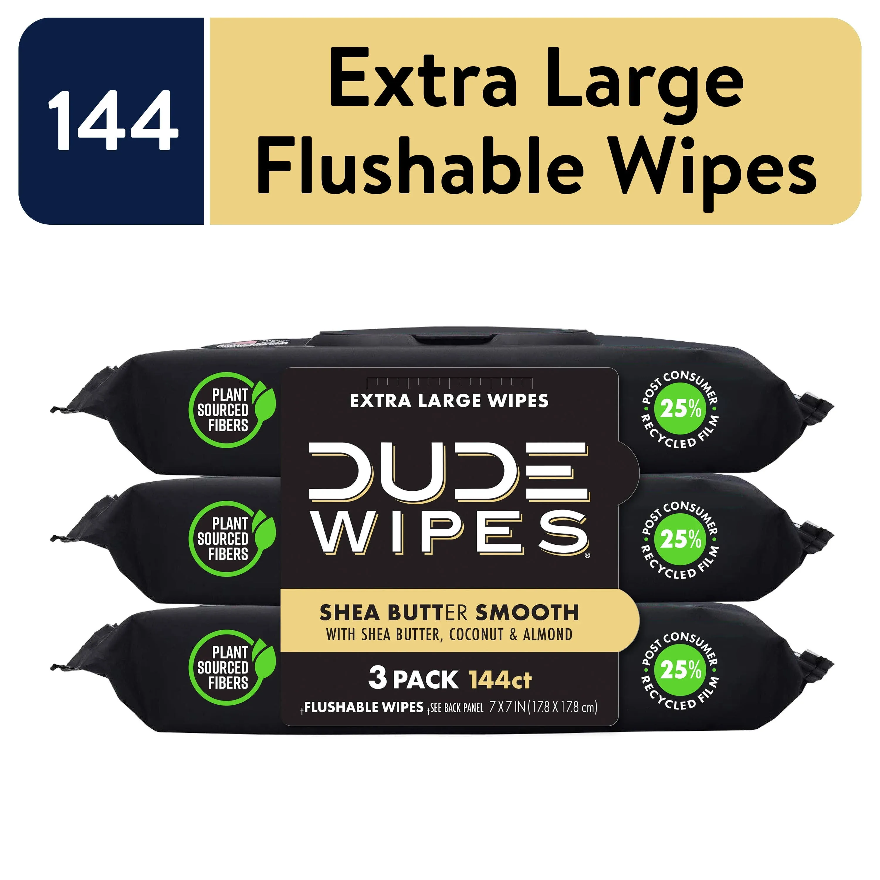 DUDE WIPES 48ct Dispenser Pack, Shea Butter 3 Pack